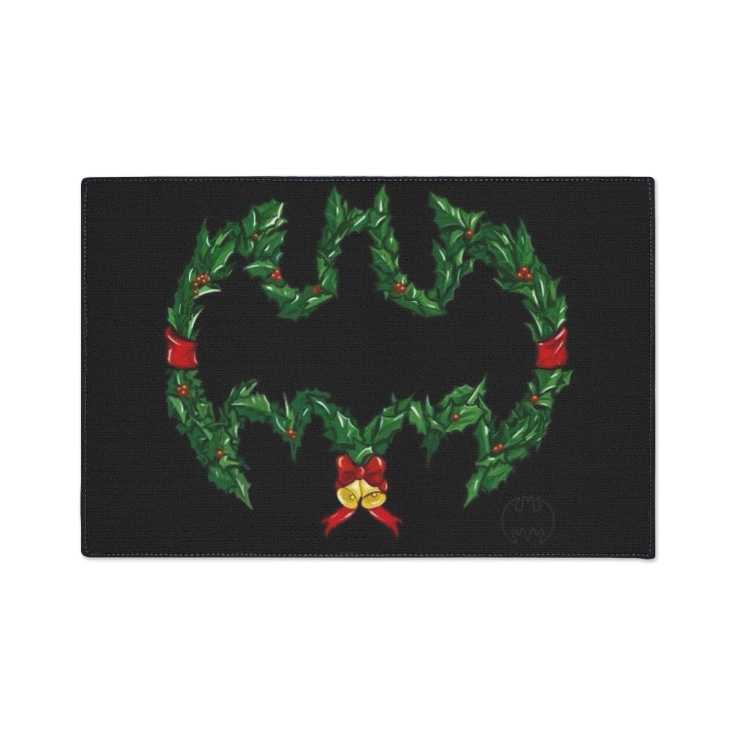 Bat Emblem Holiday Floor Mat, Christmas Decor, Seasonal Rug, Home Entrance