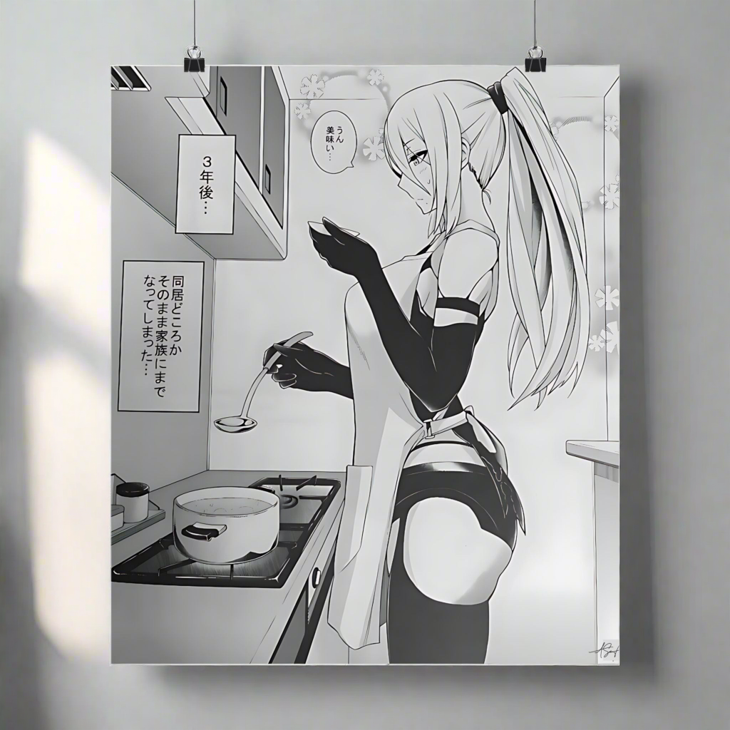 Anime N18 Waifu Girl Matte Vertical Posters, Manga Girl Cooking